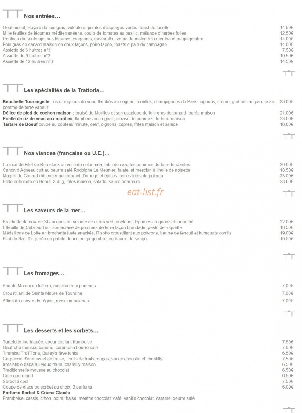 La trattoria des Halles — carte page 4