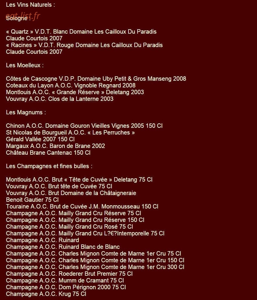 Le Baccara — carte page 7