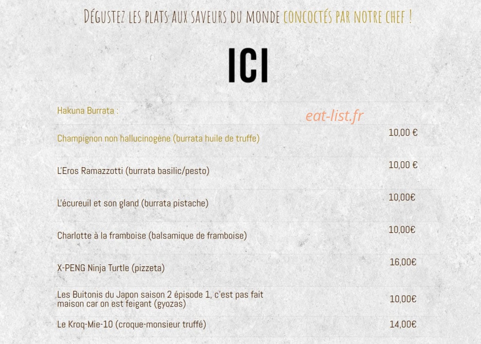 Le Bistrok — carte page 1