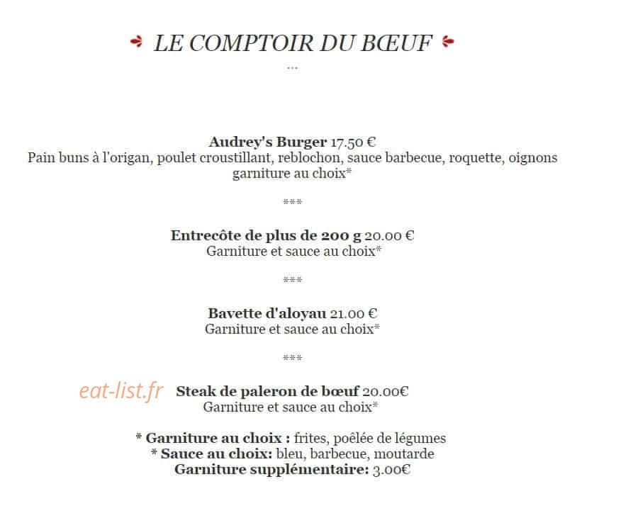 Le Bistrot de la Tranchée — carte page 1
