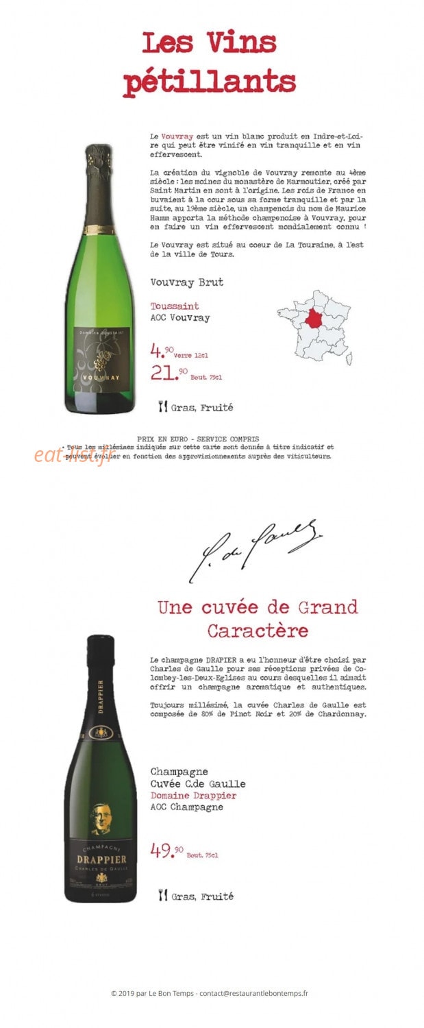 Le Bon Temps — carte page 8