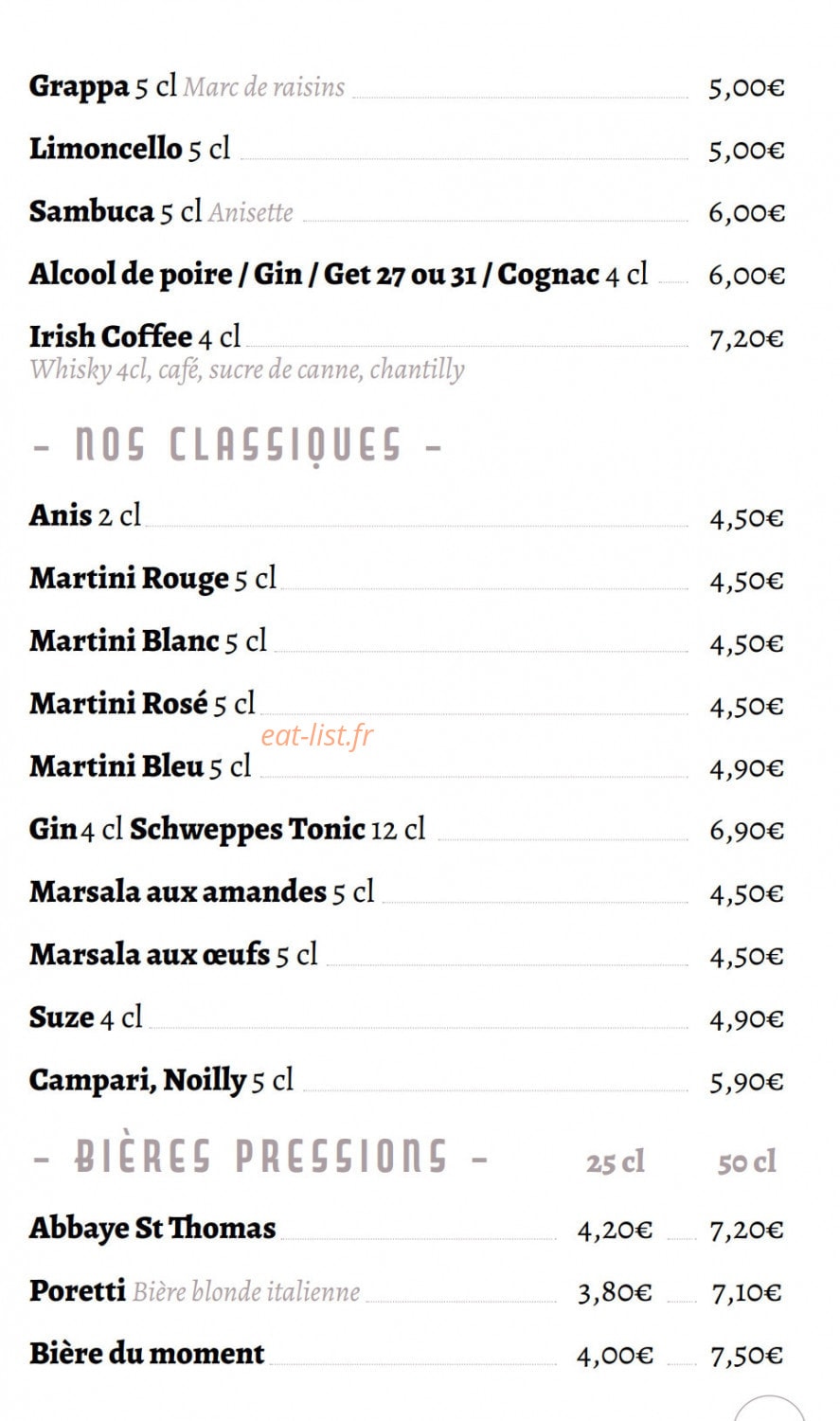 Le Cappucino — carte page 14