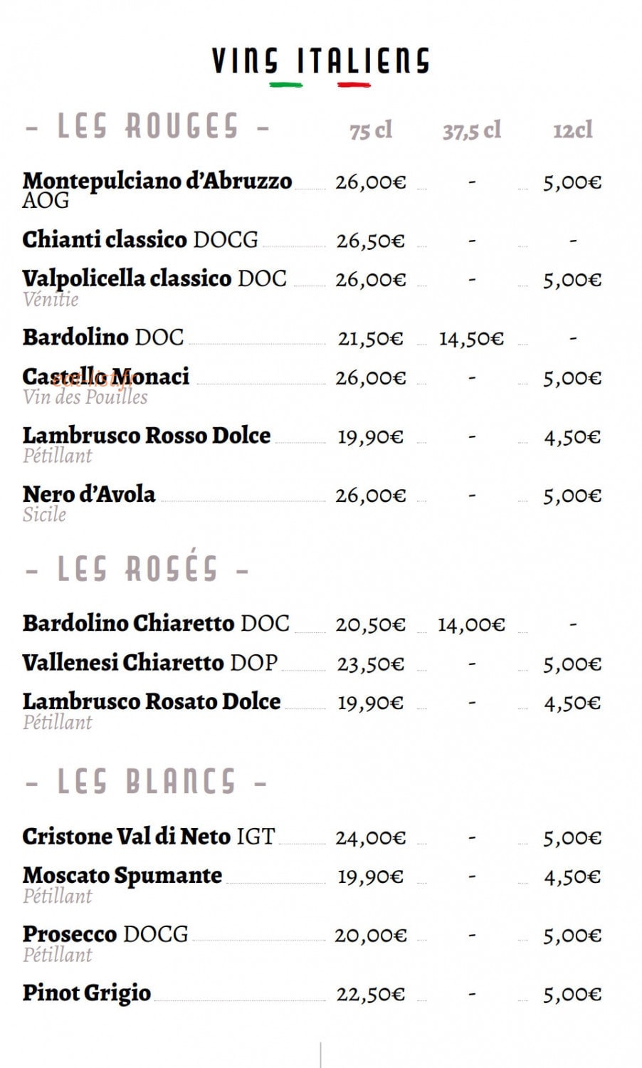 Le Cappucino — carte page 18