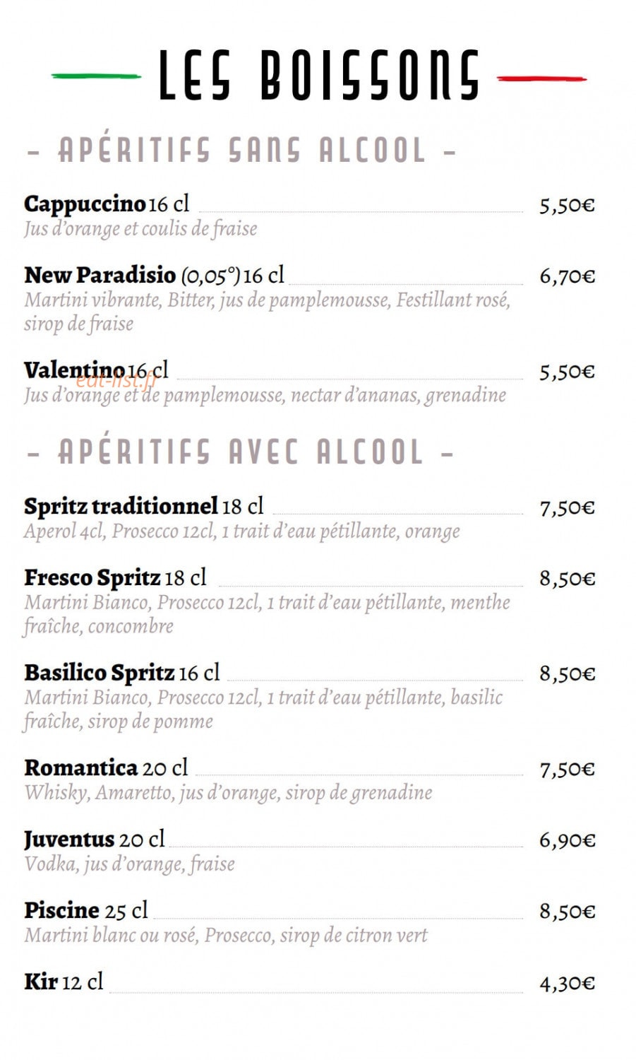 Le Cappucino — carte page 12