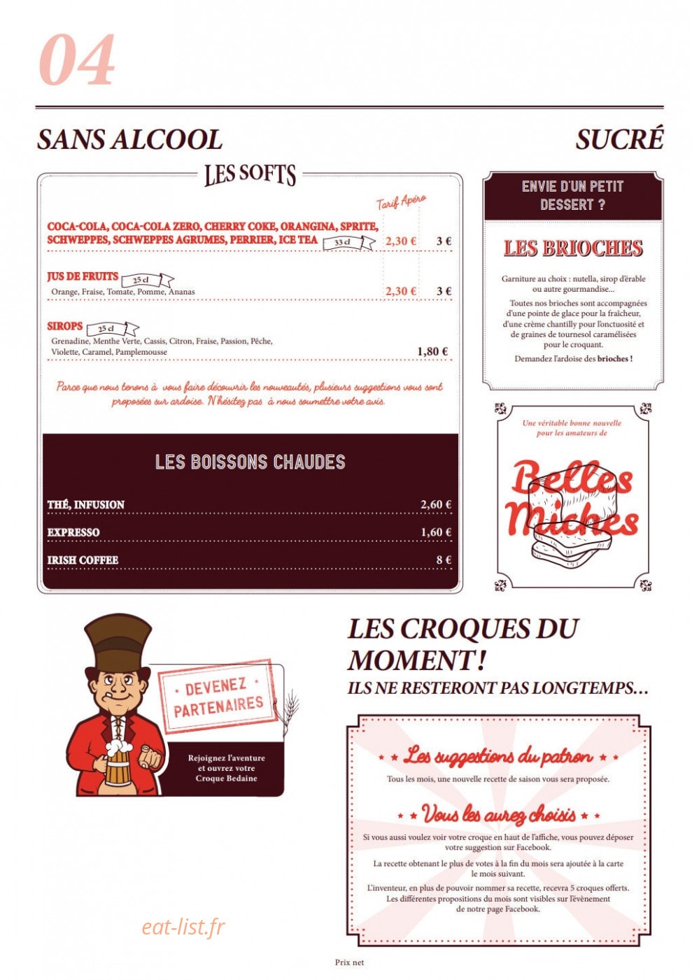 Le Croque Bedaine — carte page 4