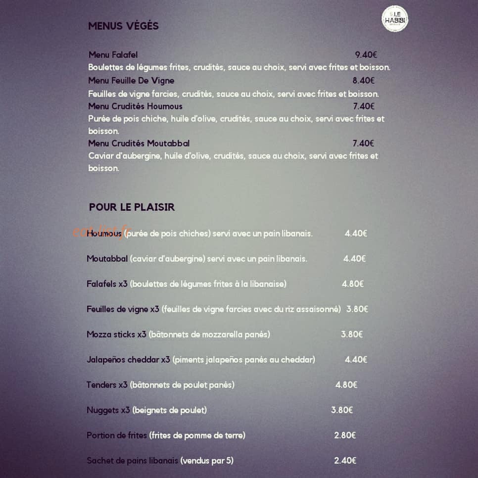 Le Habibi — carte page 1
