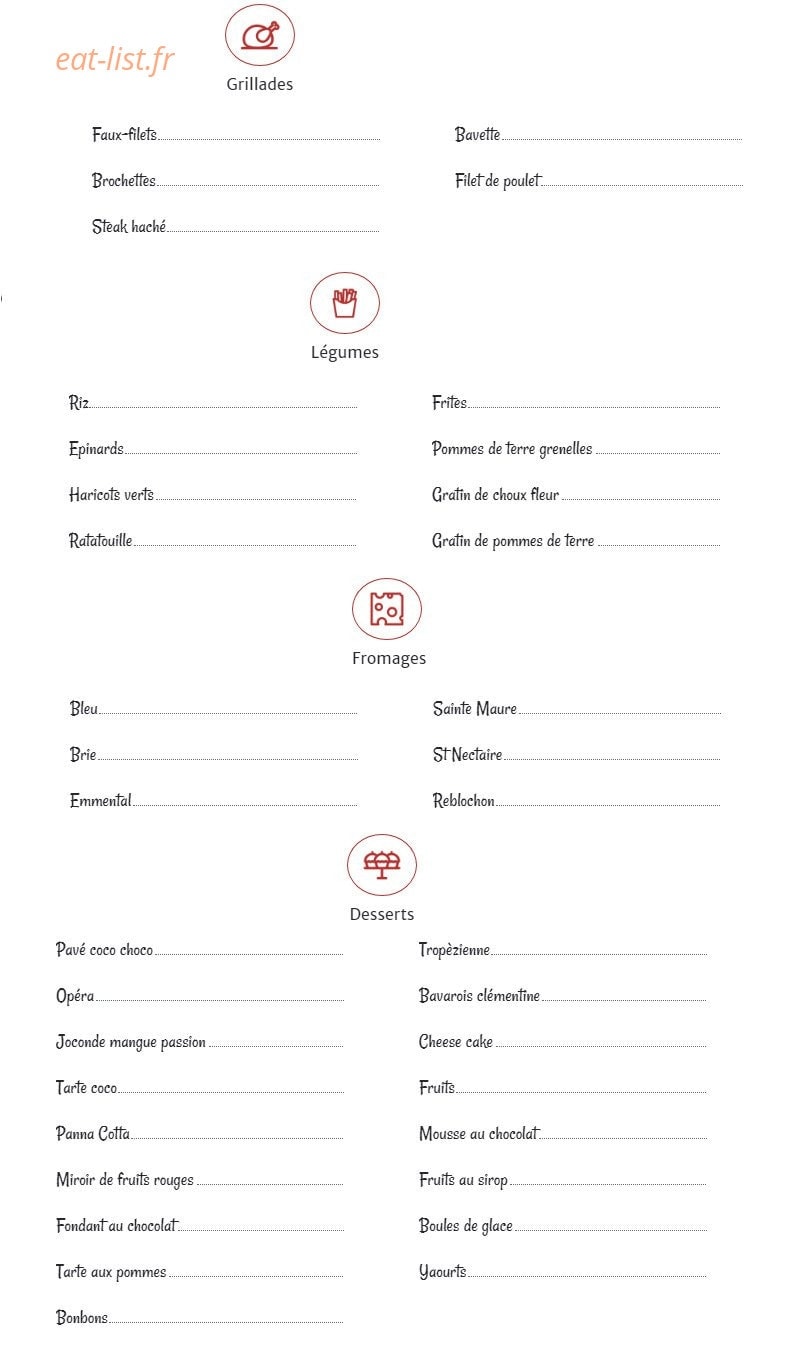 Carte et menu de Les Bonnes Grillades à Tours — Grillades, légumes, fromages...