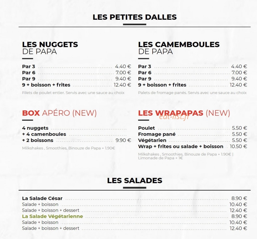 Les burgers de papa — carte page 3