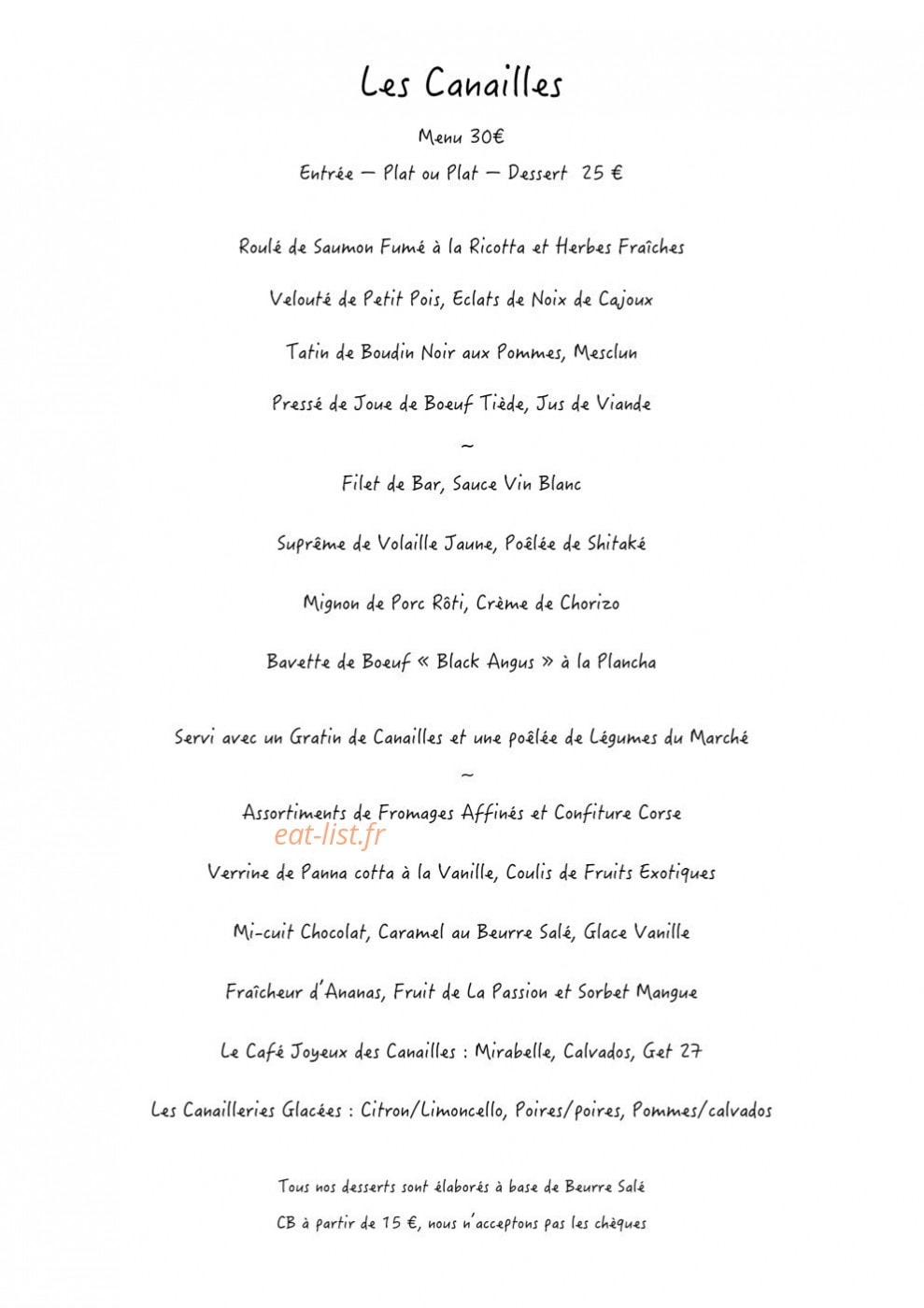 Les Canailles — carte page 1