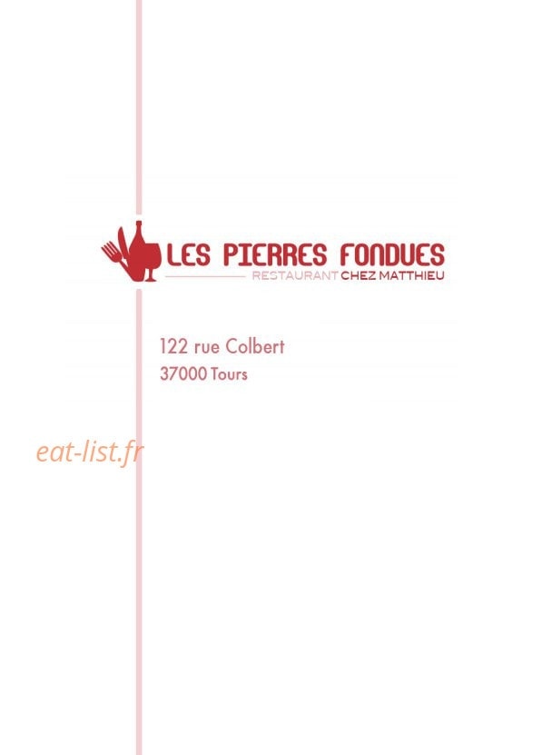 Carte et menu Les Pierres Fondues, Tours