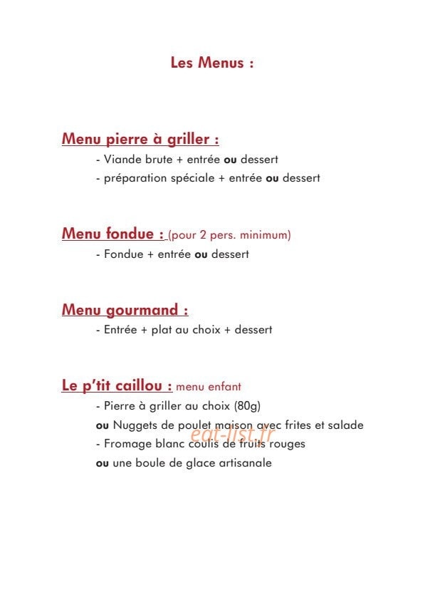Carte et menu de Les Pierres Fondues à Tours — Les menus