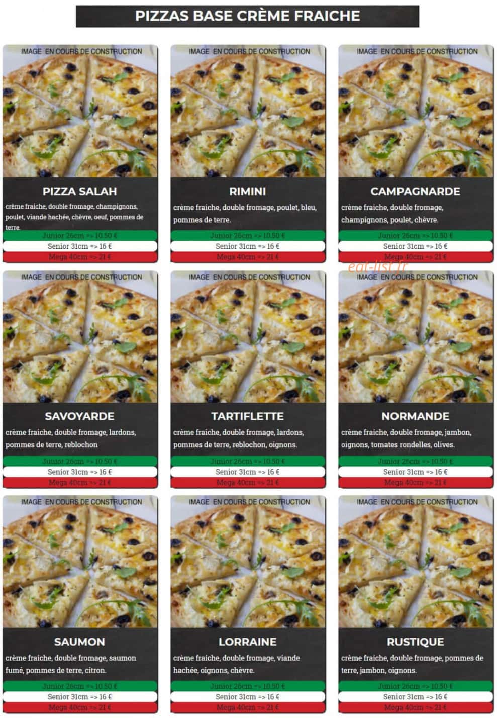 Milano Pizza — carte page 1