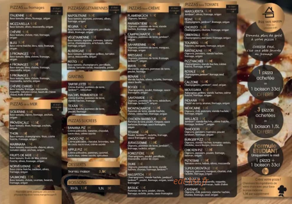 Mille et une pizzas — carte page 1