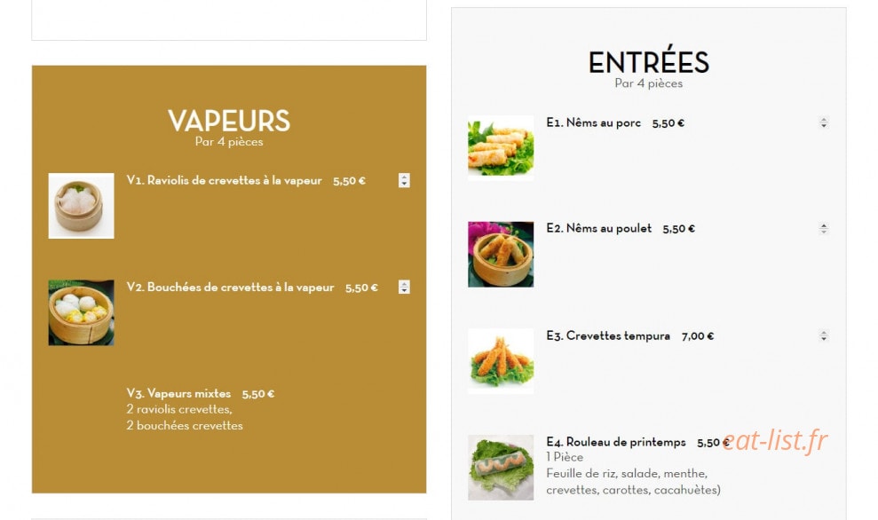 Moom Thai — carte page 1