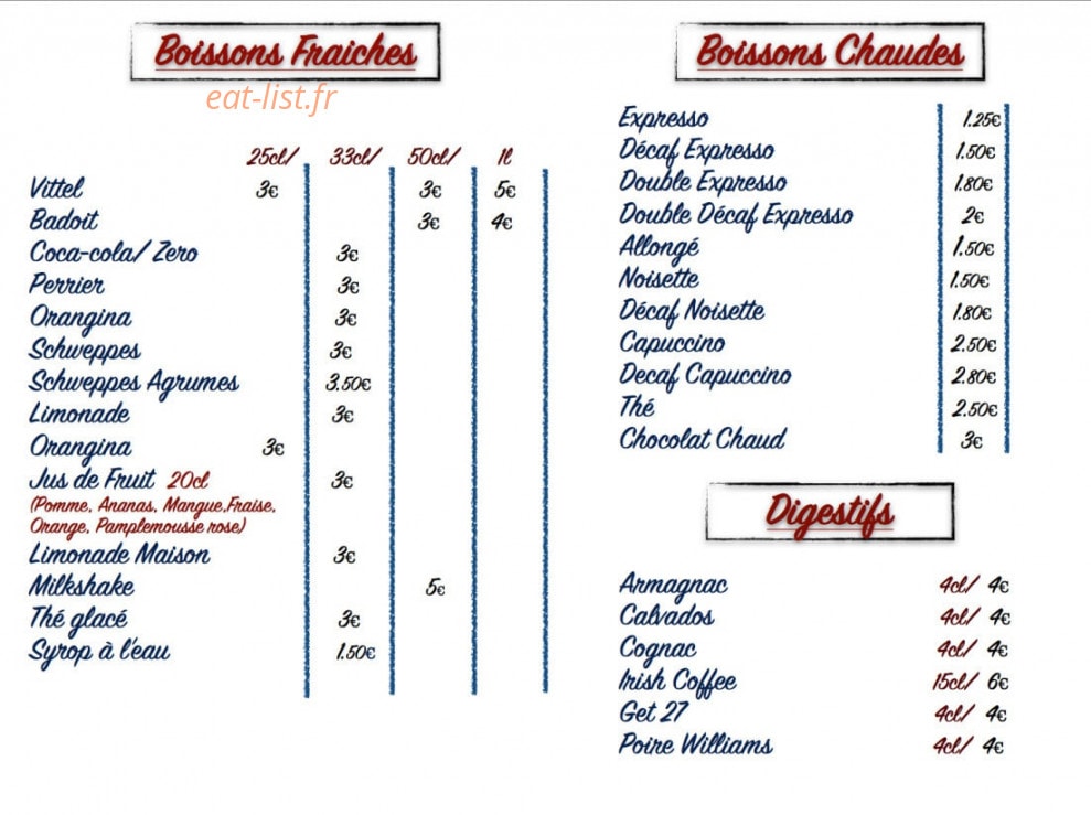 N.Y.C Bistro — carte page 3