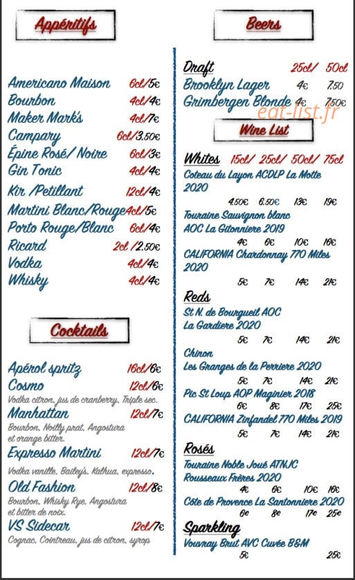 N.Y.C Bistro — carte page 2