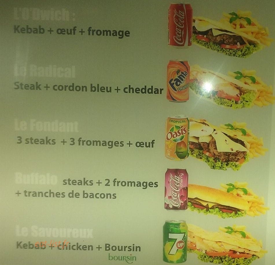 O'dwich Snack — carte page 1