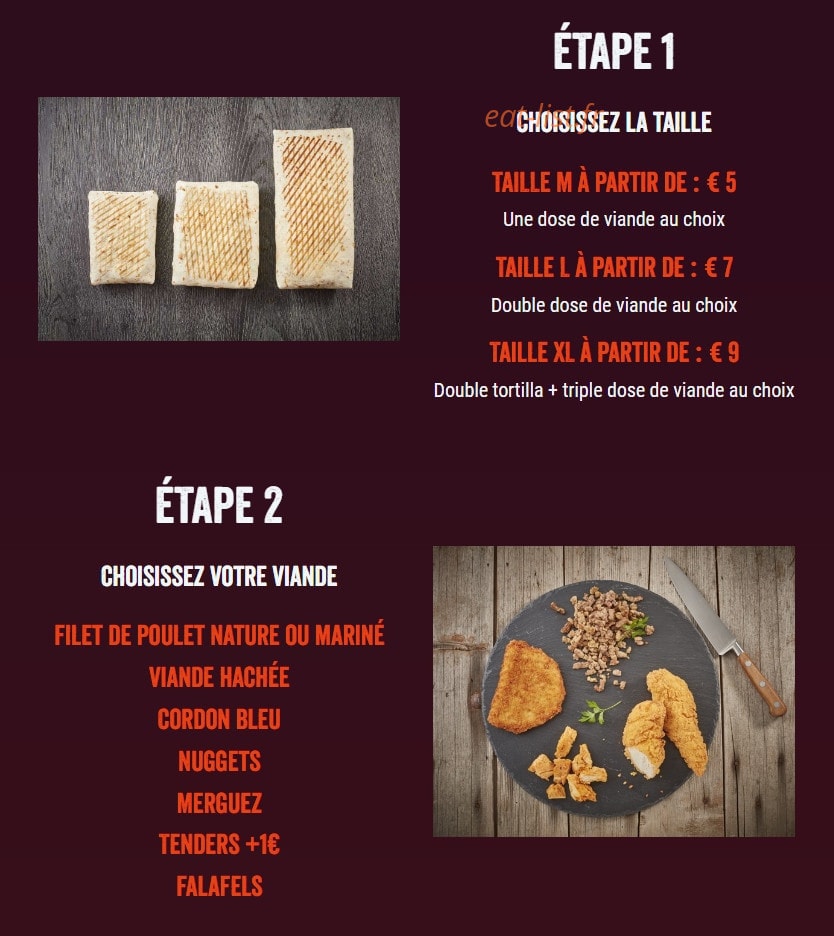 O'tacos — carte page 1