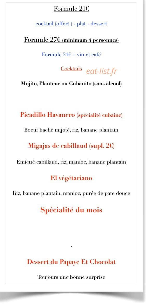 Papaye et Chocolat — carte page 2