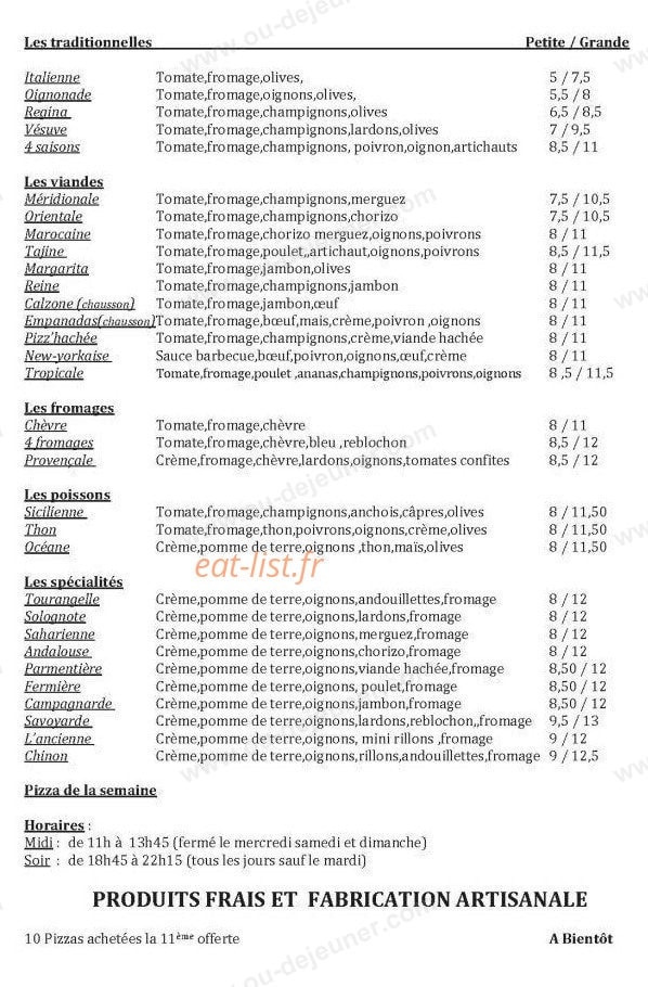 Pizz Angelo — carte page 1