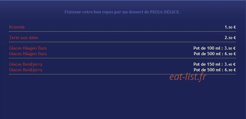 Pizza Délice — carte page 9