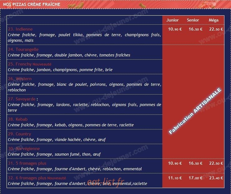 Pizza Délice — carte page 2