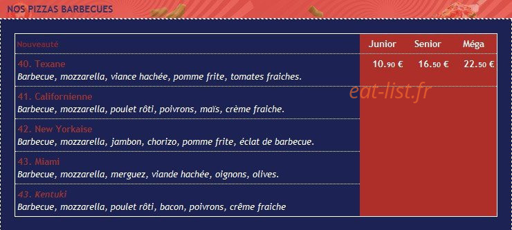 Pizza Délice — carte page 4