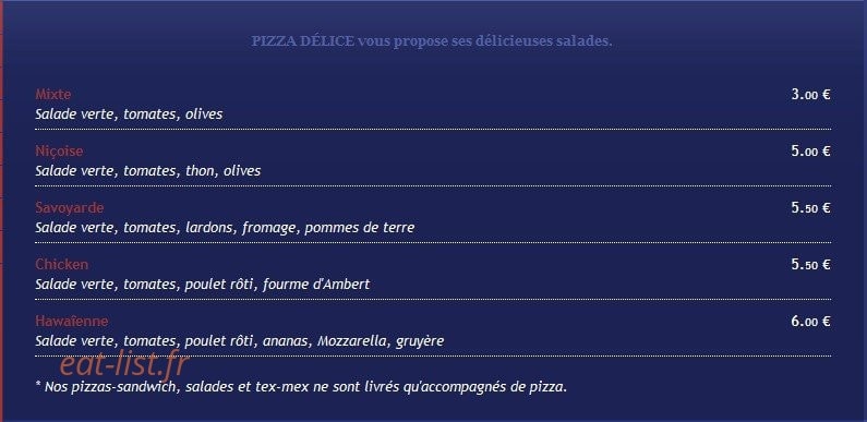 Pizza Délice — carte page 7