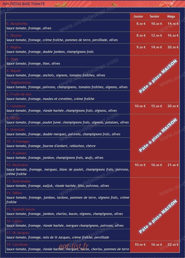Pizza Délice — carte page 1