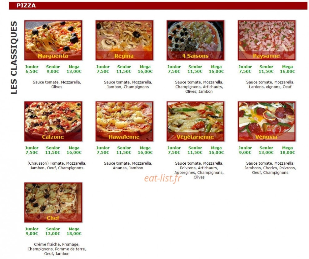 Pizza Roma — carte page 1