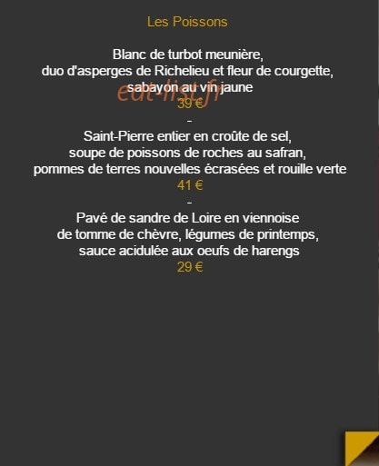 Restaurant Charles Barrier — carte page 2