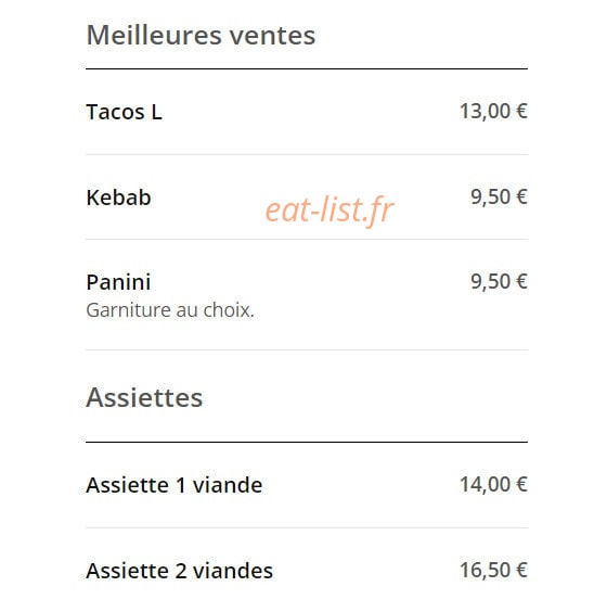 Royal Kebab — carte page 1