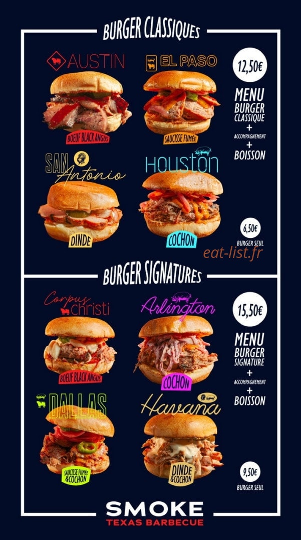 Smoke Texas BBQ — carte page 1