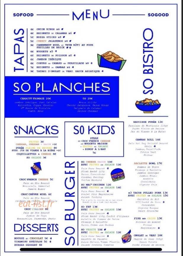 Society Food — carte page 1