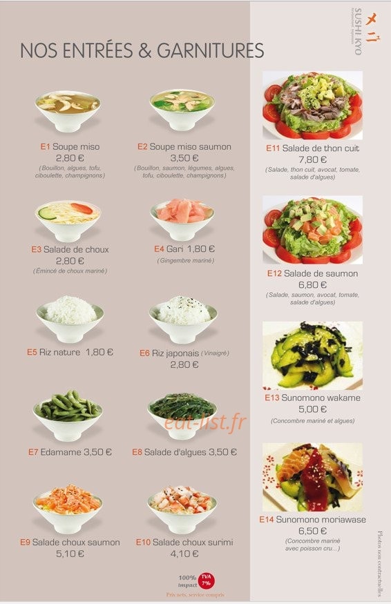 Sushi Kyo — carte page 1