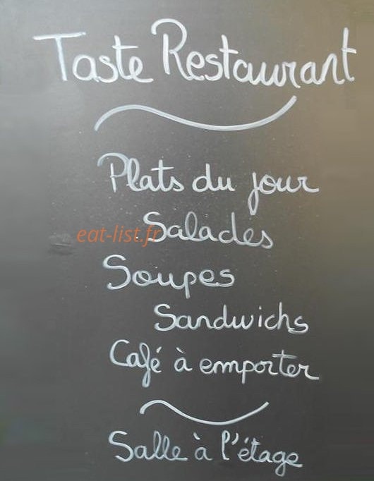 Taste Restaurant — carte page 1