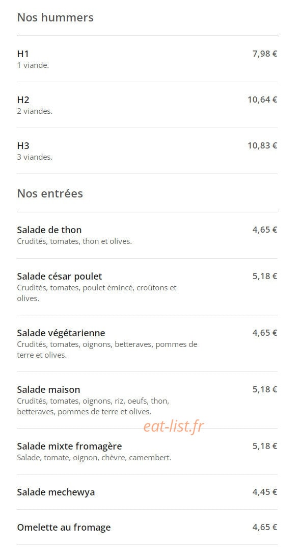 Zir Food — carte page 8