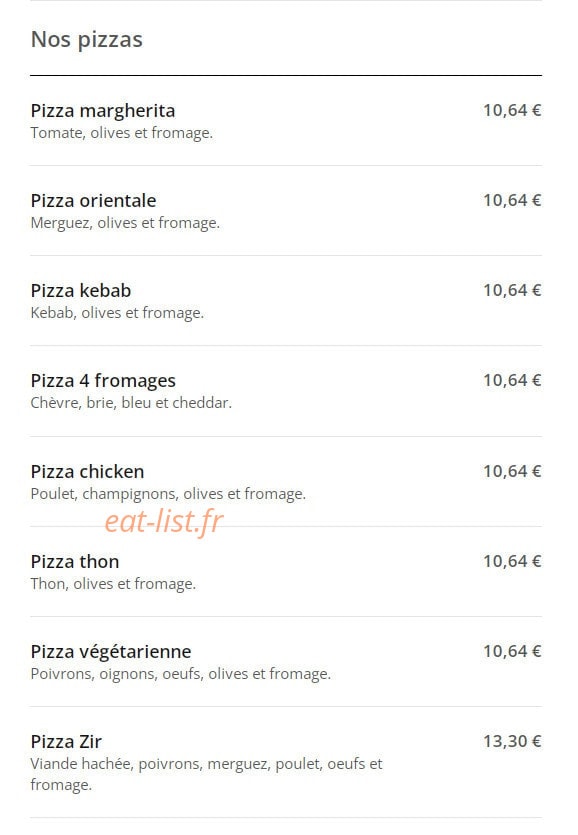 Zir Food — carte page 6