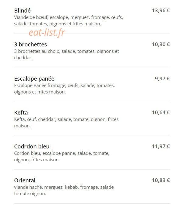 Zir Food — carte page 3