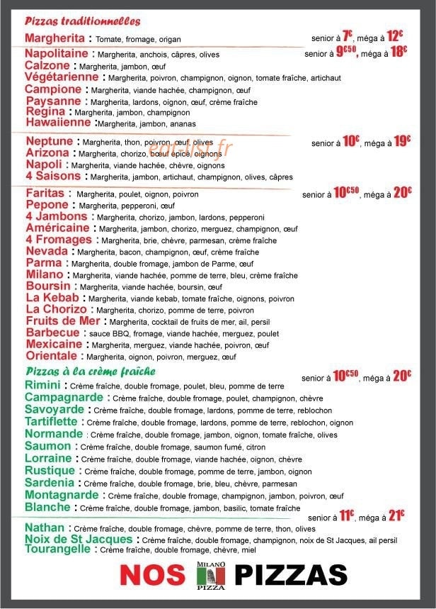 Milano Pizza — carte page 2