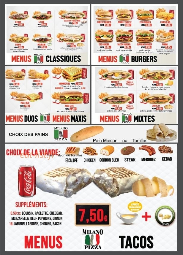 Milano Pizza — carte page 3