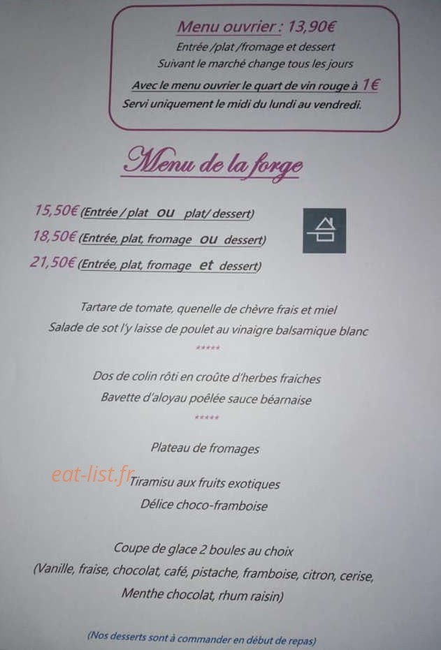O saveurs de lysa " la forge" — carte page 1
