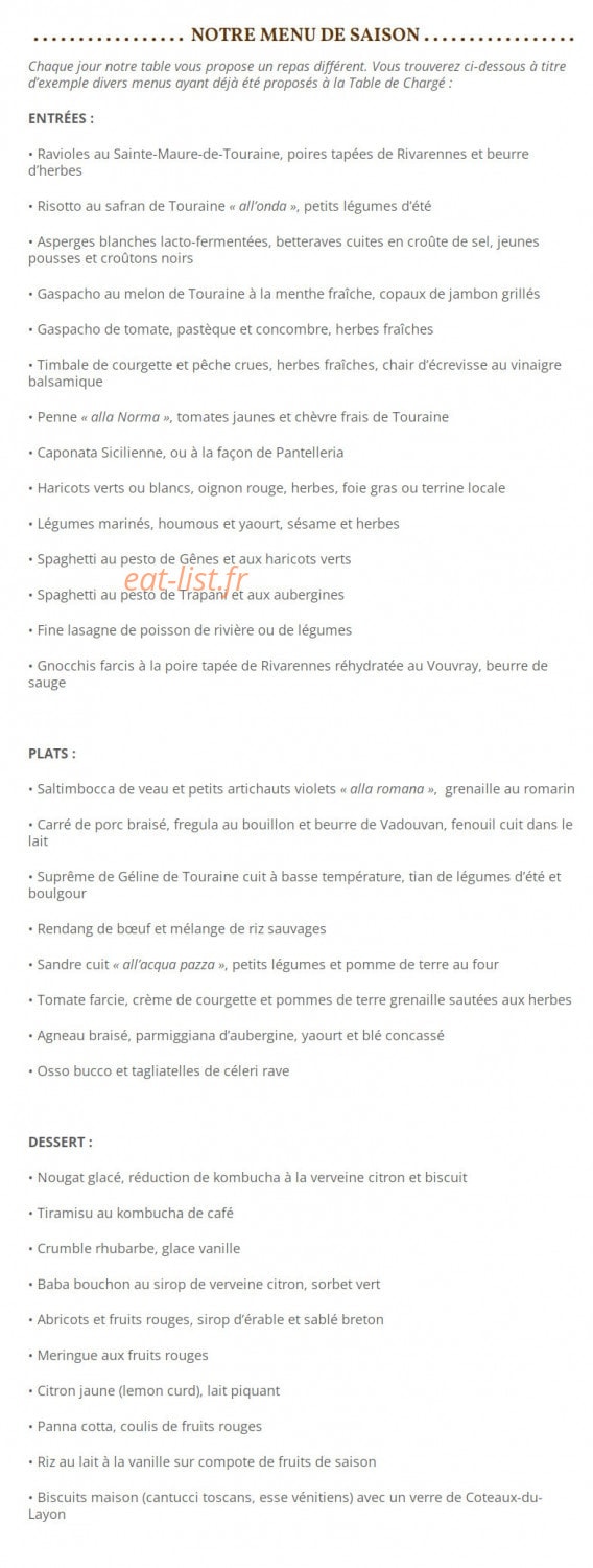 La table de Chargé — carte page 1