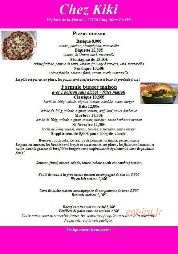 Chez Kiki — carte page 1