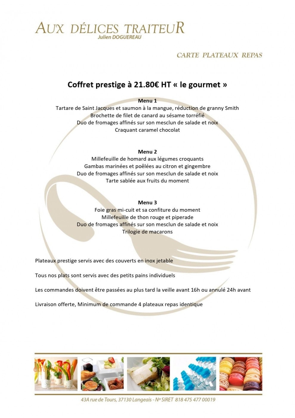 Aux Délices Traiteur — carte page 4