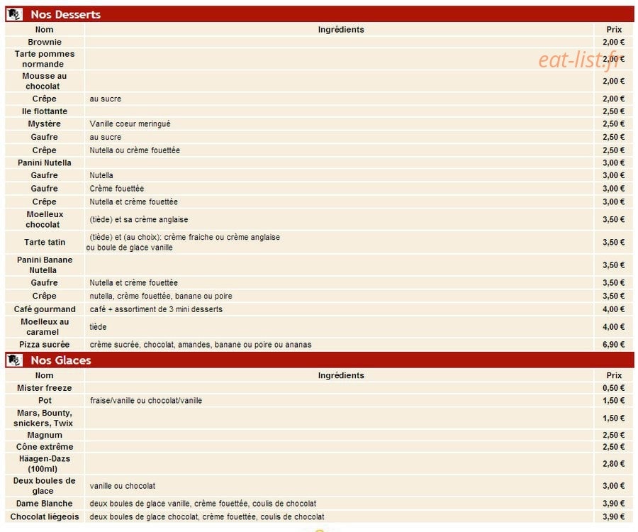 La Fringale — carte page 3