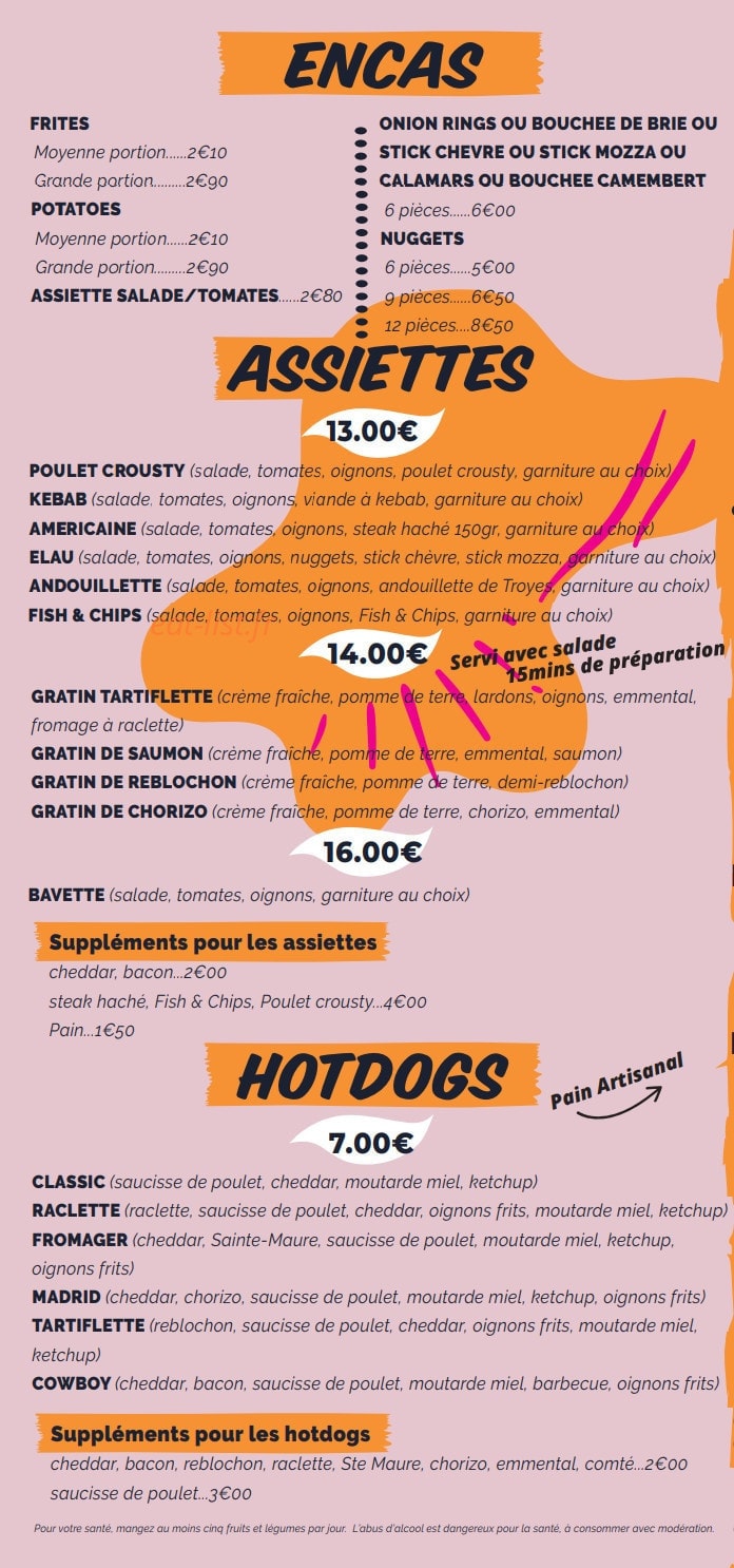 Brasserie Elau — carte page 1