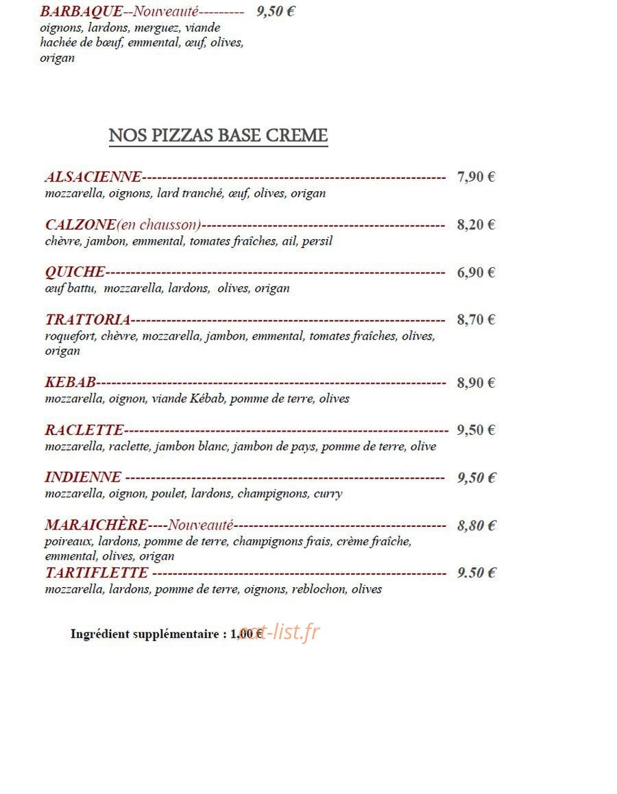 La Trattoria — carte page 2