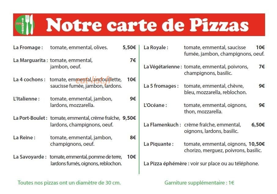 Pizza Bianchi — carte page 2