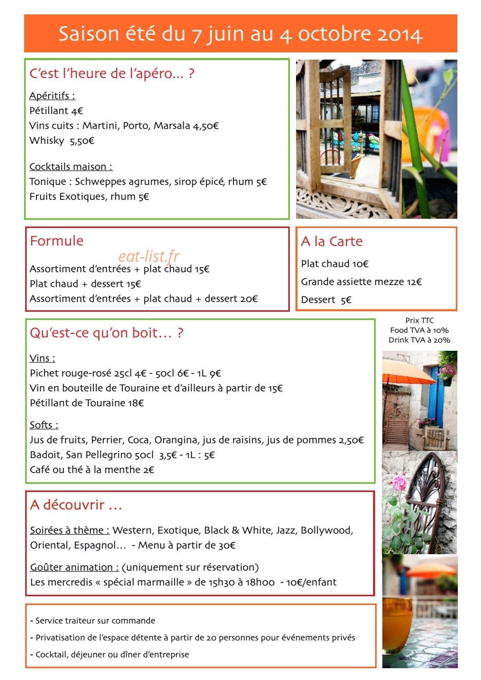 Aux mille et une saveurs — carte page 2
